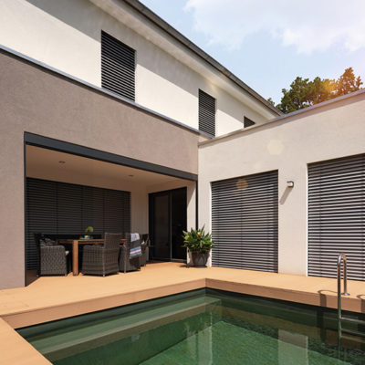 Neubau-Aufsetz Außenjalousie WAREMA Neubau-Aufsetz-Außenjalousie bei Neubauch und Sanierung